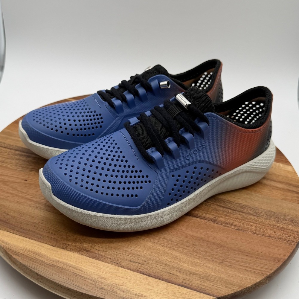 Crocs Women's Size 6 LiteRide Pacer Blue Orange Ombre Sneakers 0747